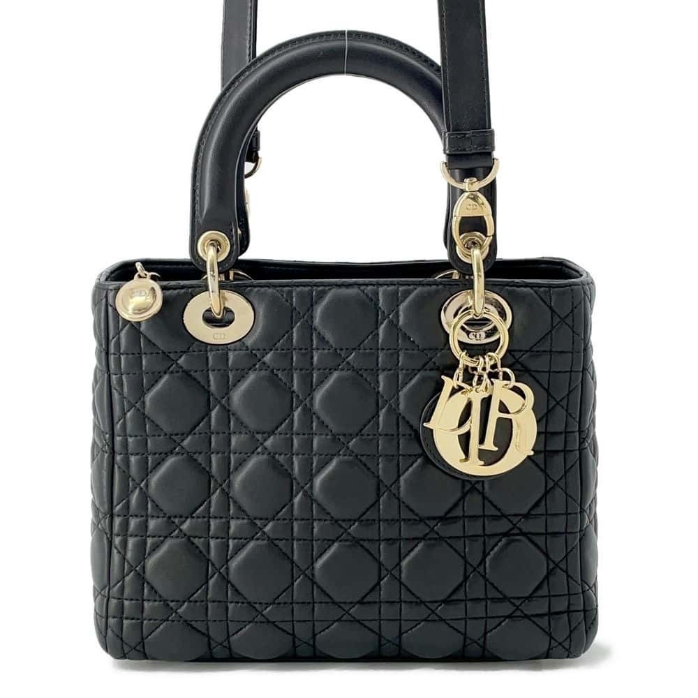 Christian Dior Lady Dior Cannage Shoulder Bag Black - Picture 1 of 11
